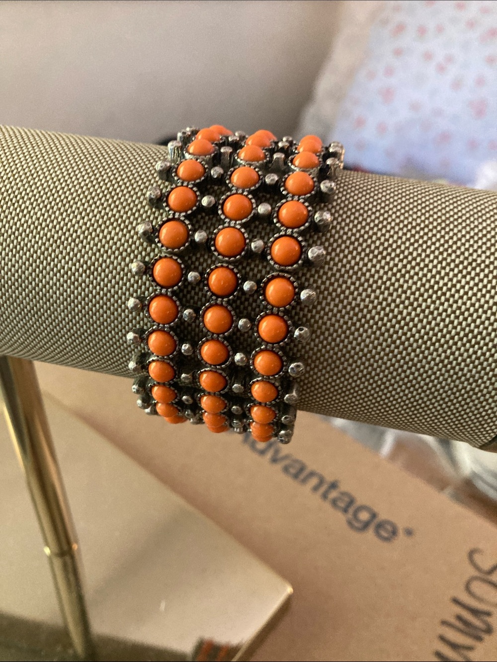 Plunder Orange Beaded Multi-Row Stretch Bracelet
